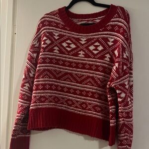 American Eagle Outfitters Red and White Patterned Sweater